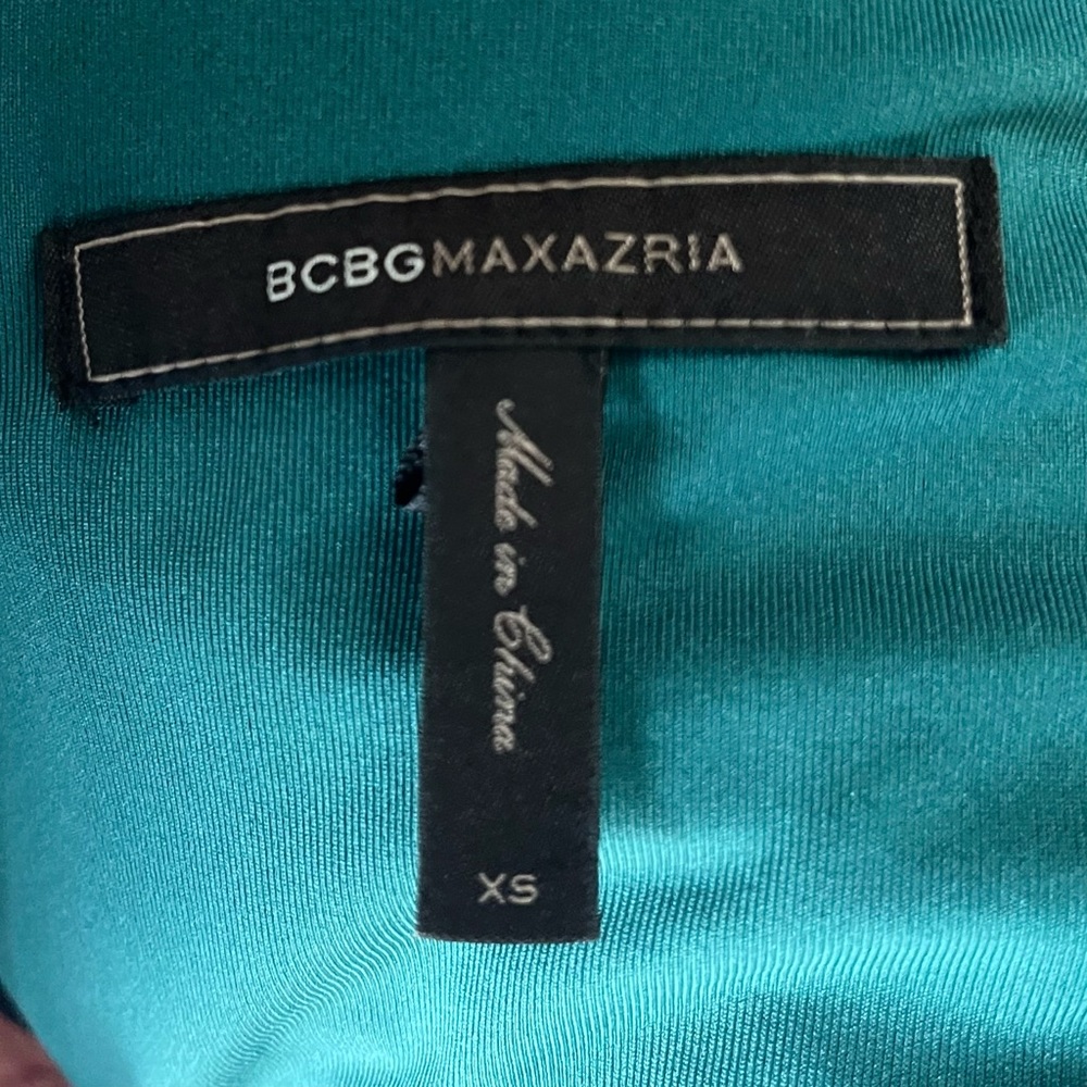 BCBG MAXAZRIA ~ Beautiful Sheer Navy over Green “Sven” Mini Dress ~ Size XS - Picture 8 of 10